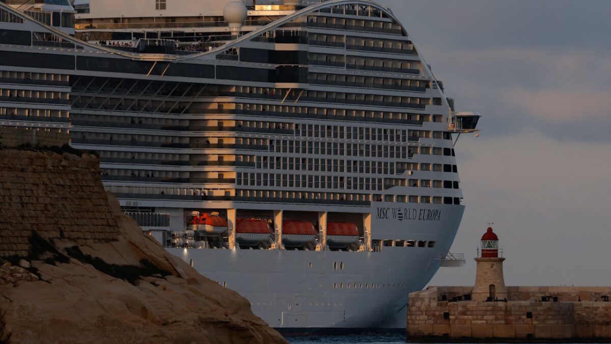 The cruise liner "MSC World Europa" departs from Grand Harbour, in Valletta, Malta, February 25, 2026. REUTERS/Darrin Zammit Lupi
