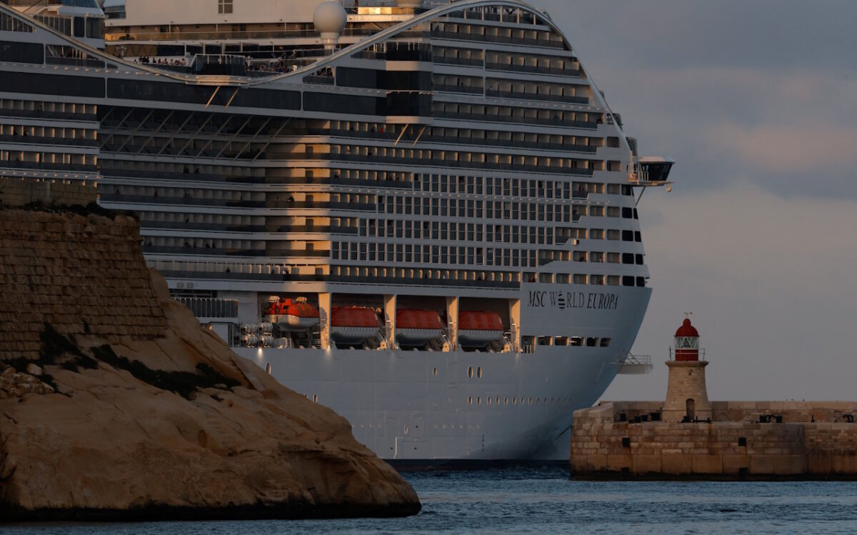 The cruise liner "MSC World Europa" departs from Grand Harbour, in Valletta, Malta, February 25, 2026. REUTERS/Darrin Zammit Lupi