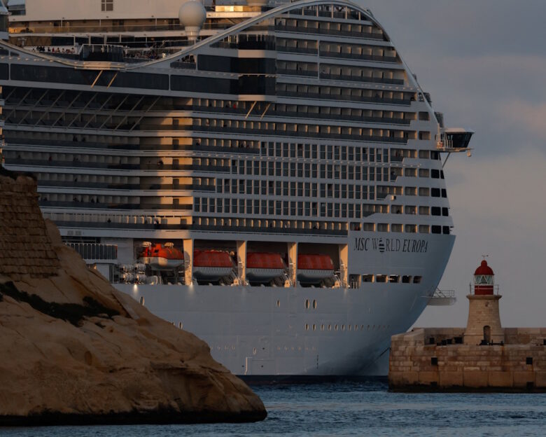 The cruise liner "MSC World Europa" departs from Grand Harbour, in Valletta, Malta, February 25, 2026. REUTERS/Darrin Zammit Lupi