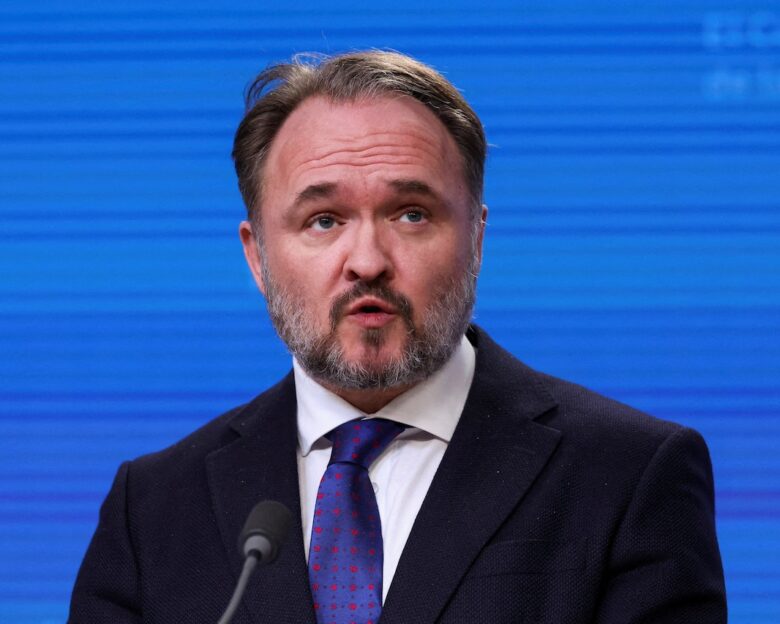 FILE PHOTO: Dan Jorgensen, European Commissioner for Energy and Housing, speaks during a closing press conference at a European Union Energy and Foreign Affairs ministers meeting in Brussels, Belgium, March 16, 2026. REUTERS/Omar Havana/File Photo
