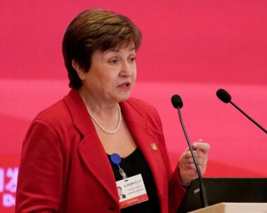 FILE PHOTO: World Bank Chief Executive Officer Kristalina Georgieva speaks at the annual session of China Development Forum (CDF) 2018 at the Diaoyutai State Guesthouse in Beijing, China March 25, 2018. REUTERS/Jason Lee/File Photo