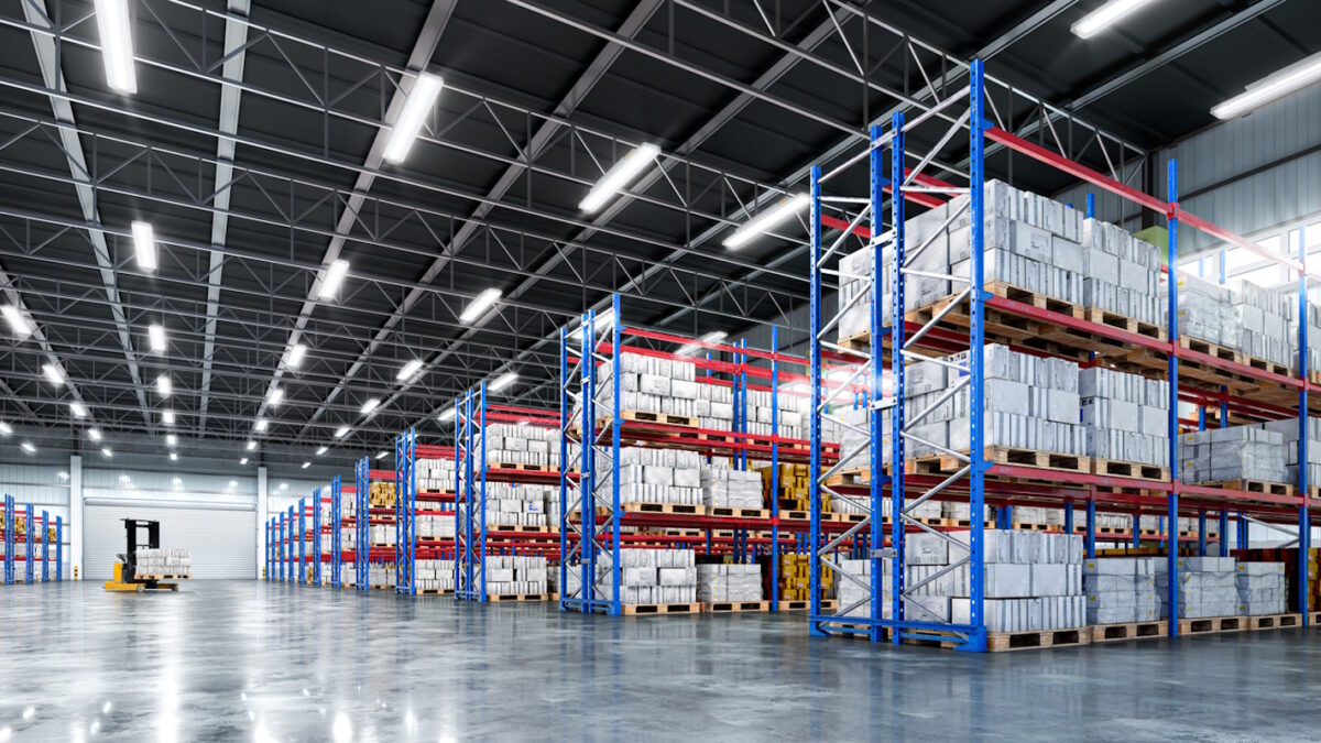 Interior of a warehouse. 3d illustration