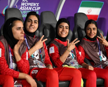 Οι παίκτριες του Ιράν Ζάχρα Γκανμπάρι, Μόνα Χαμούδι και Ατεφέ Ραμεζανιζάντε