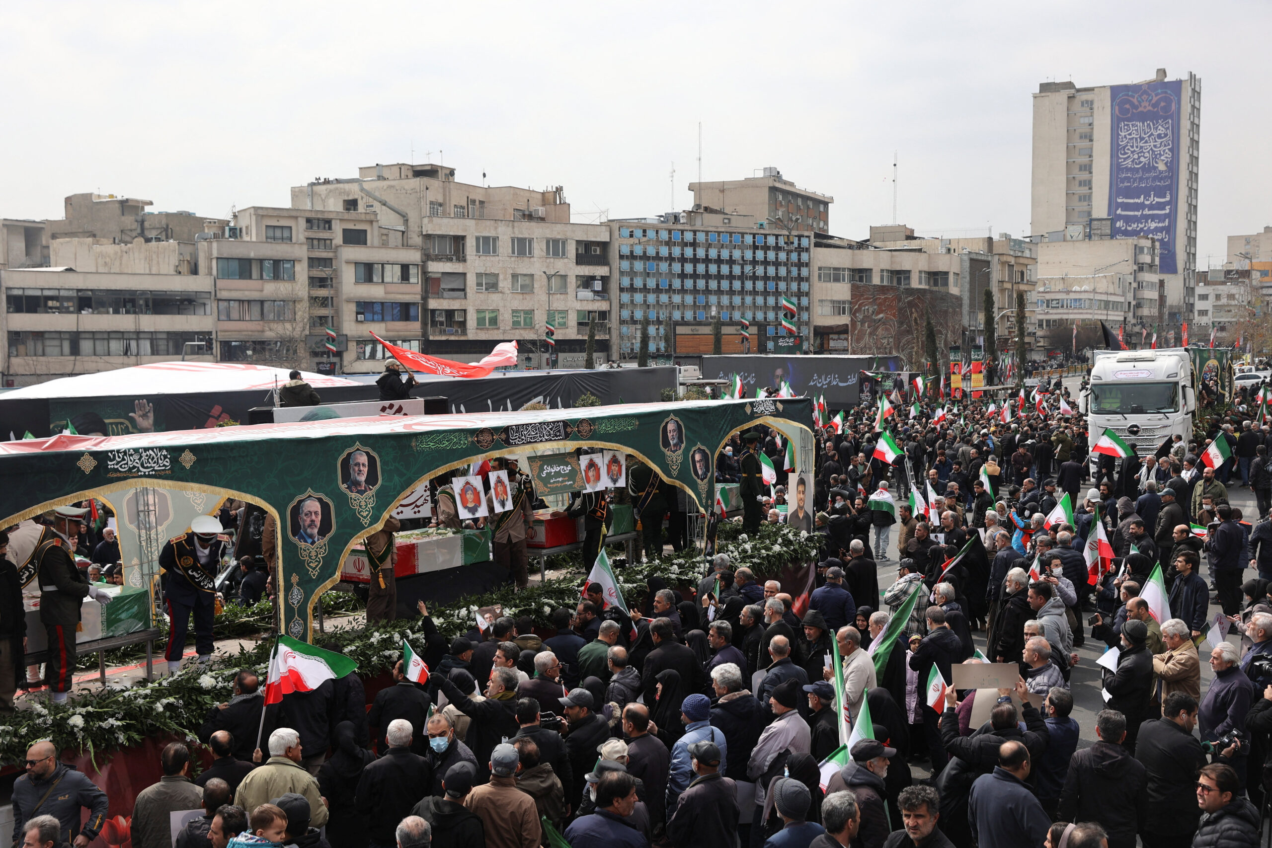 Funeral ceremony for the Iranian military commanders who were killed in strikes, amid the U.S.-Israeli conflict with Iran People attend a funeral ceremony for the Iranian military commanders who were killed in strikes, amid the U.S.-Israeli conflict with Iran, in Tehran, Iran, March 11, 2026. Majid Asgaripour/WANA (West Asia News Agency) via REUTERS ATTENTION EDITORS - THIS PICTURE WAS PROVIDED BY A THIRD PARTY
