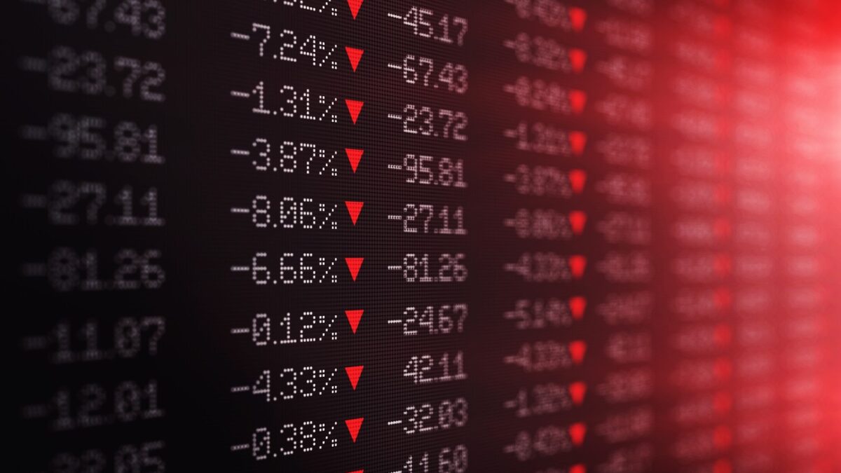 Trading board is showing a crash in stock exchange market. Selective focus. Horizontal composition with copy space.