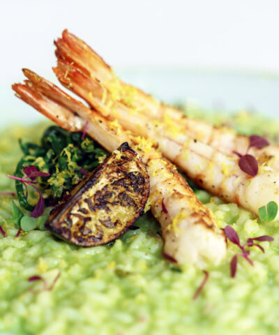 Ριζότο με γαρίδες και αβοκάντο