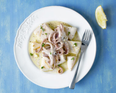 close up of rustic mediterranean grill squid