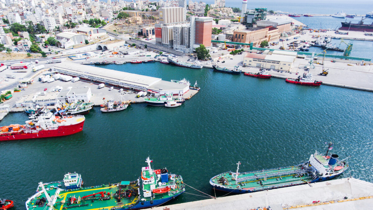 Port Piraeus aerial view, Athens.