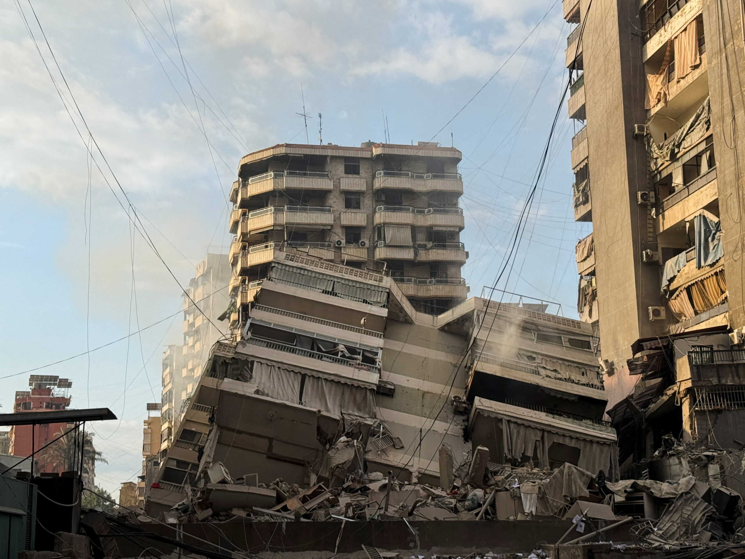 Aftermath of an Israeli strike on Beirut’s southern suburbs Rubble lies after an Israeli strike on Beirut's southern suburbs, following an escalation between Hezbollah and Israel amid the U.S.-Israeli conflict with Iran, Lebanon, March 7, 2026. Picture taken with a mobile phone. REUTERS/Stringer