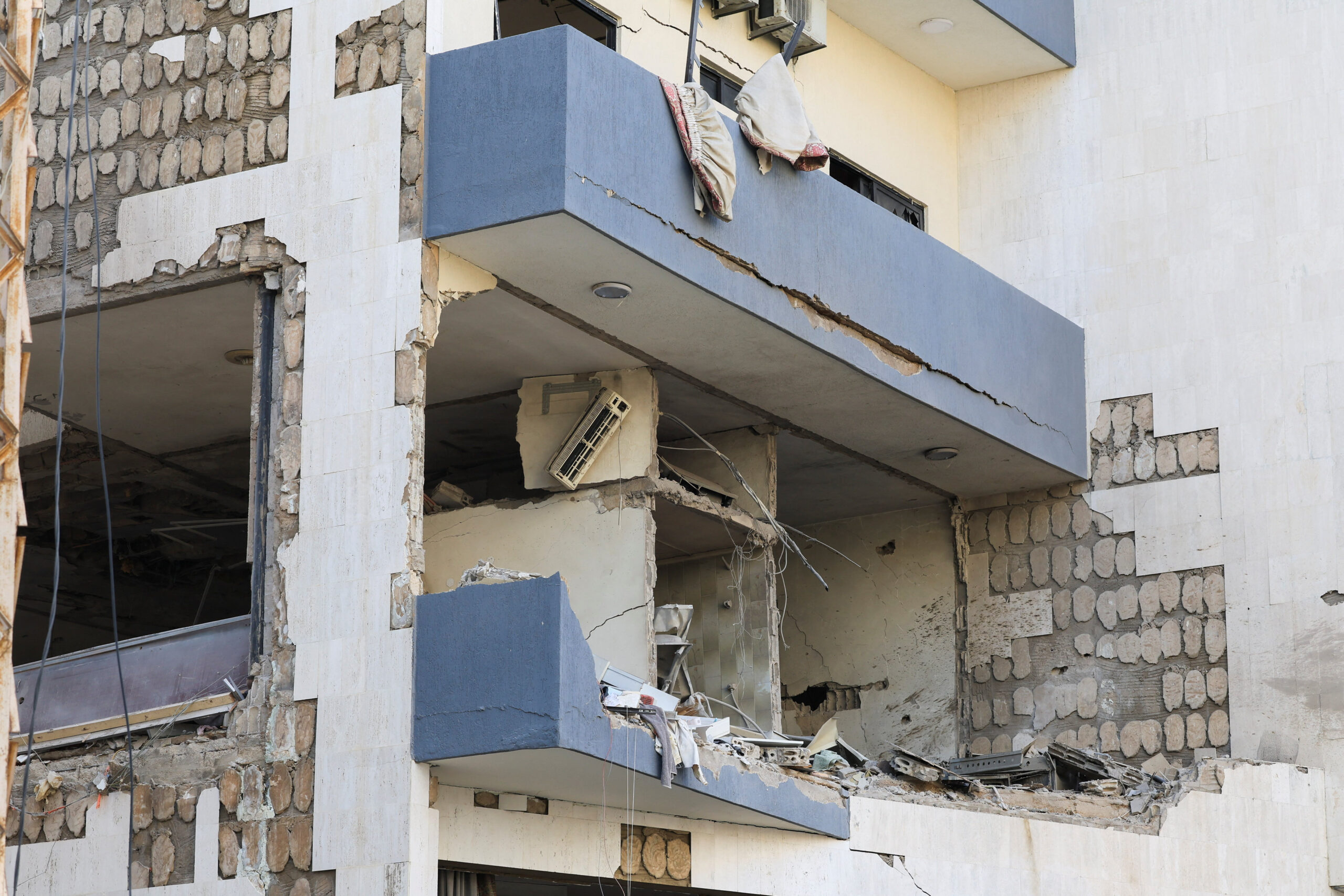 A building lies damaged in the aftermath of an Israeli strike, following an escalation between Hezbollah and Israel amid the U.S.-Israeli conflict with Iran, in Hazmieh, Lebanon, March 4, 2026. REUTERS