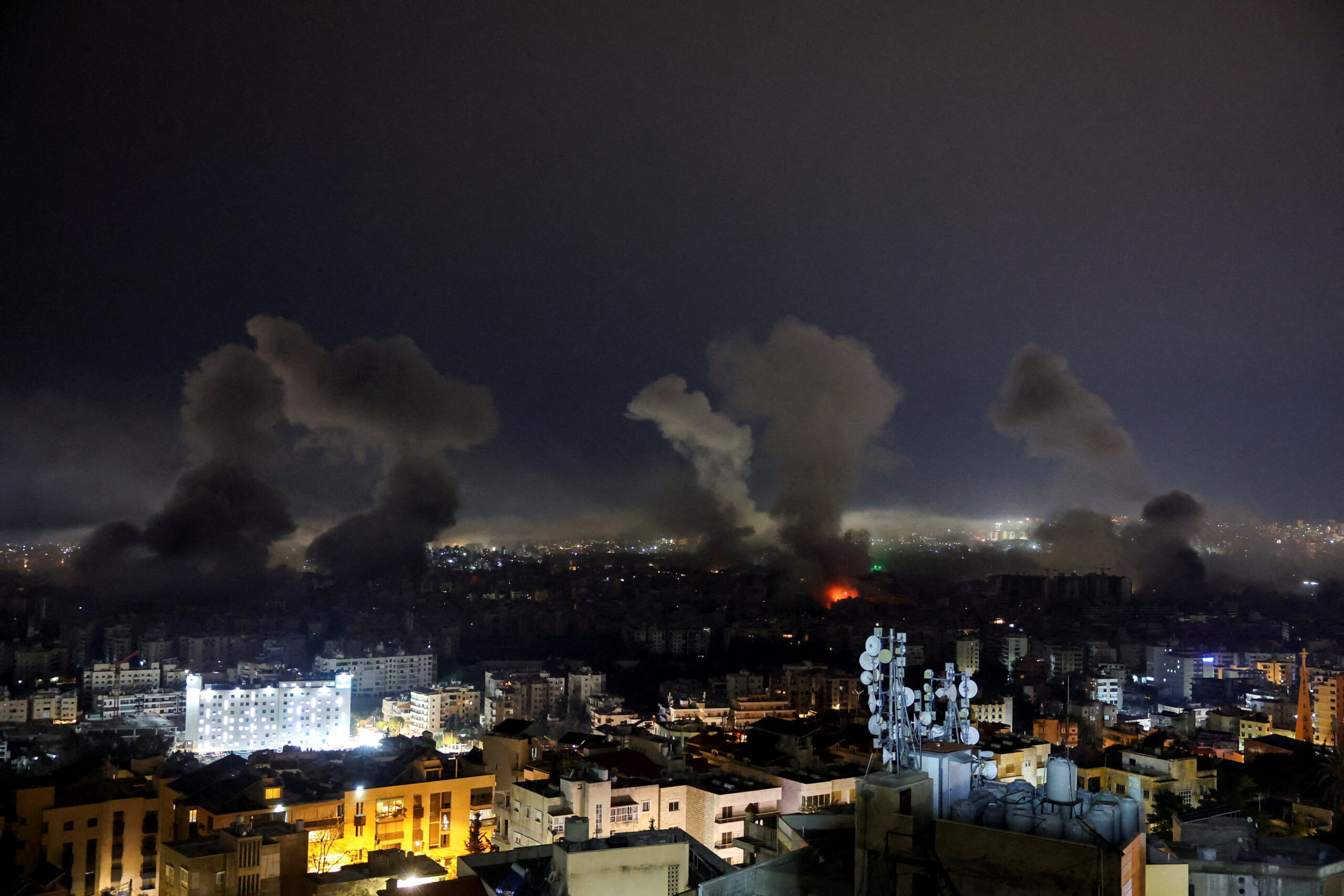 The Wider Image: In Lebanon, war dictates pace of Ramadan for displaced families Plumes of smoke rise after Israeli strikes on Beirut's southern suburbs, following an escalation between Hezbollah and Israel amid the U.S.-Israeli conflict with Iran, Lebanon, March 11, 2026. REUTERS/Mohamed Azakir TPX IMAGES OF THE DAY SEARCH