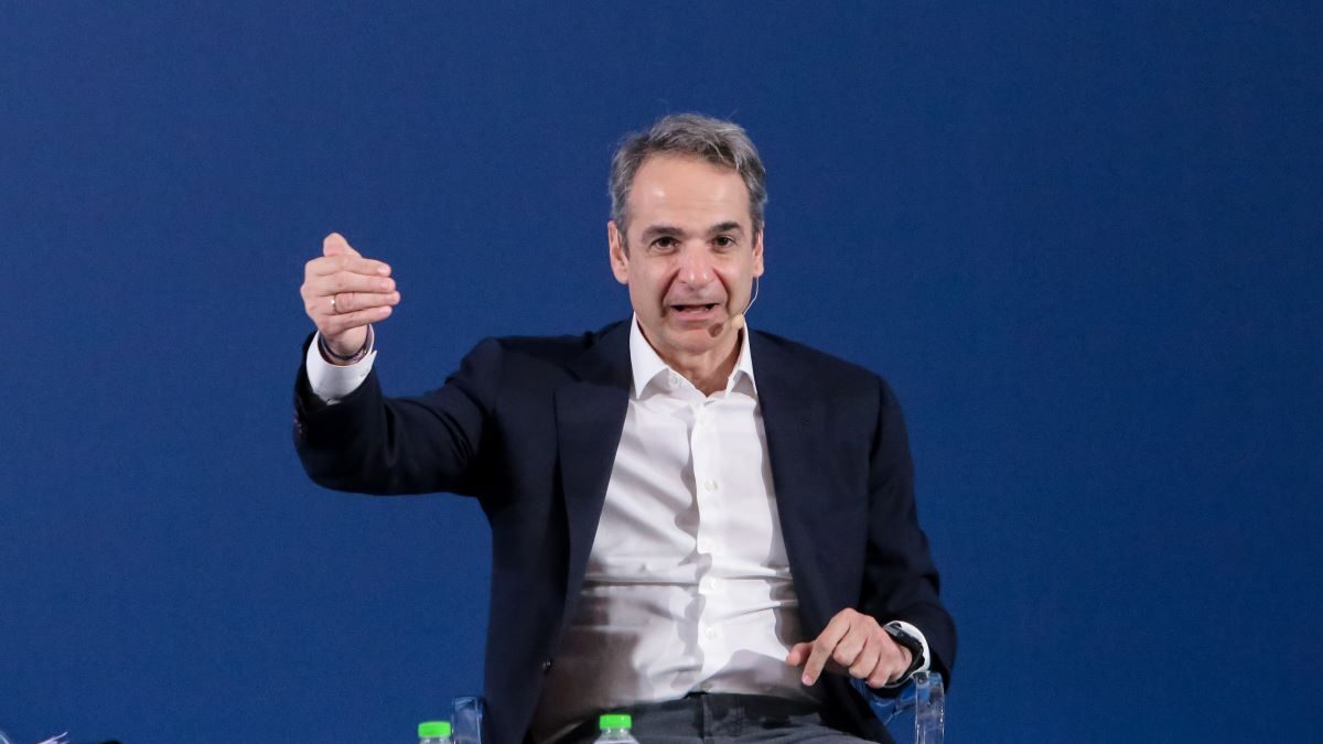 Ο Κυριάκος Μητσοτάκης στο προσυνέδριο της ΝΔ στη Λάρισα