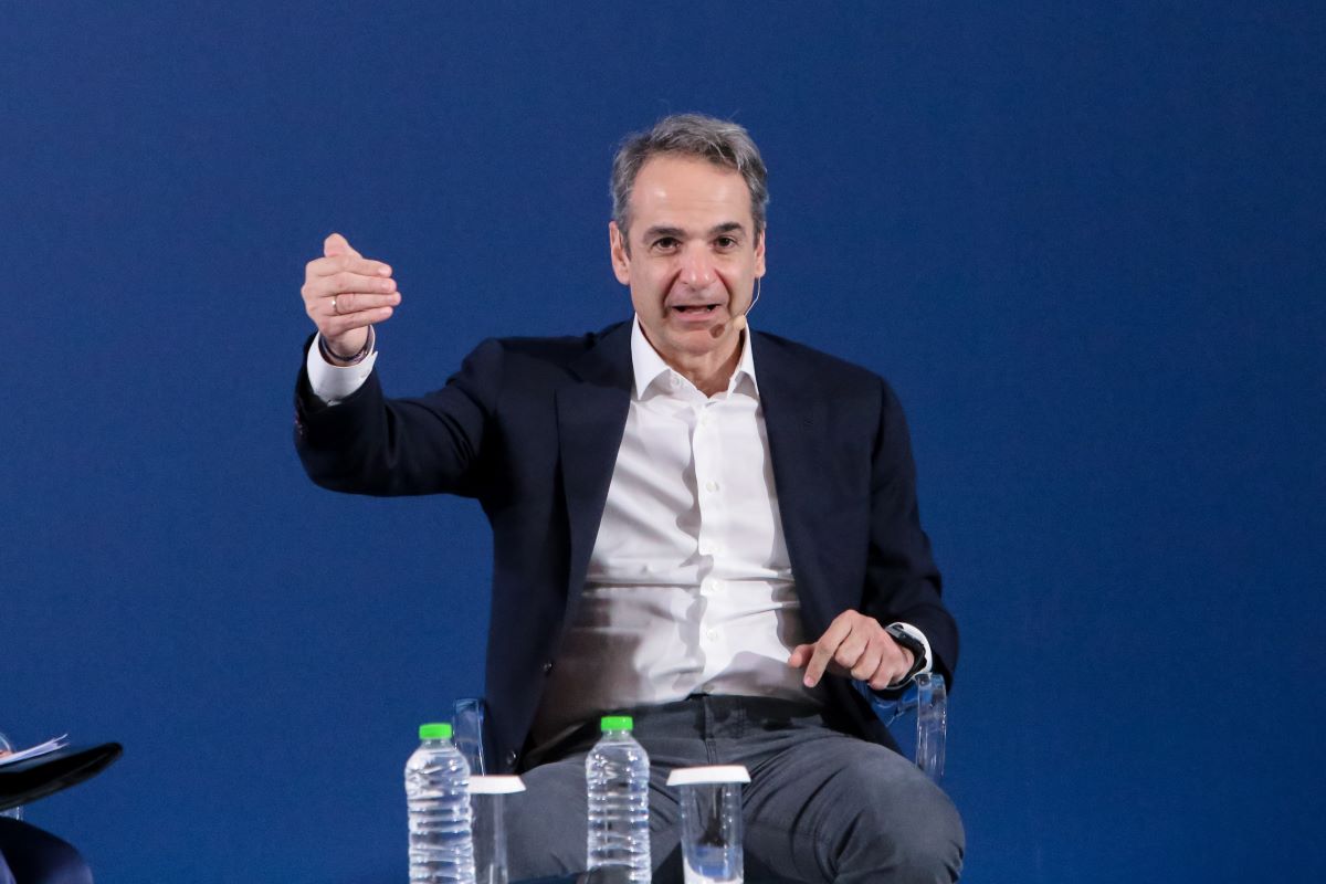 Ο Κυριάκος Μητσοτάκης στο προσυνέδριο της ΝΔ στη Λάρισα