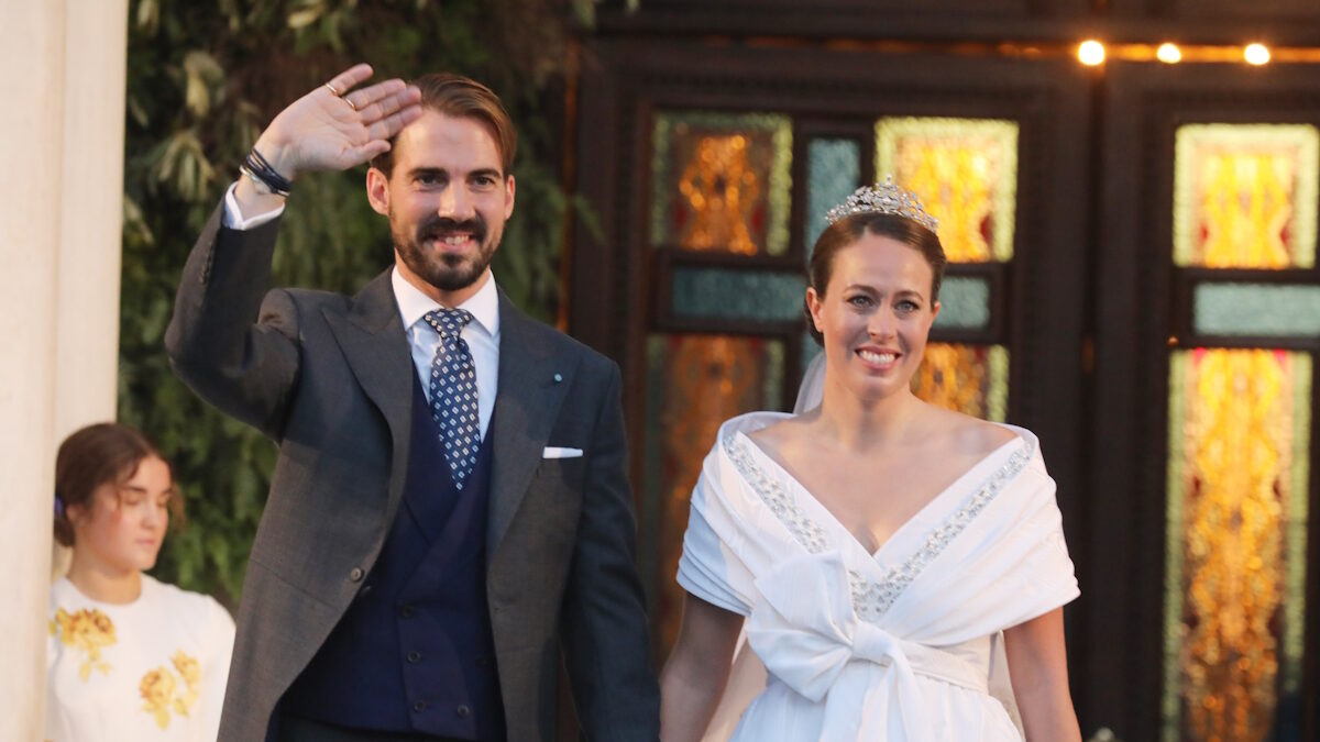 Η Νίνα Φλορ και ο Φίλιππος Ντε Γκρες την ημέρα του γάμου τους