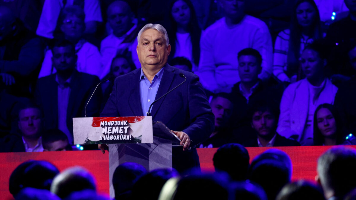 Hungarian Prime Minister Viktor Orban attends a campaign rally in Debrecen, Hungary, March 7, 2026. REUTERS/Bernadett Szabo
