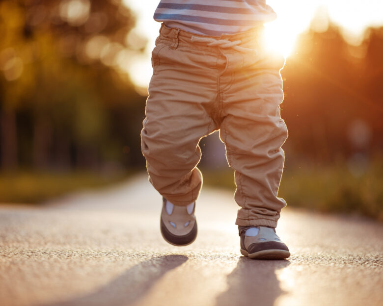 Baby's first steps.The first independent steps.