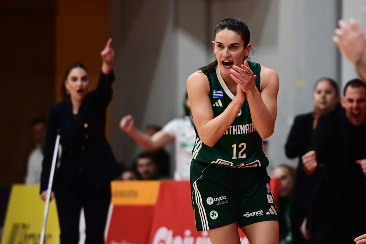 Η Σαμ Γαλανόπουλος πανηγυρίζει για τον Παναθηναϊκό (ΓΙΩΡΓΟΣ ΜΑΤΘΑΙΟΣ