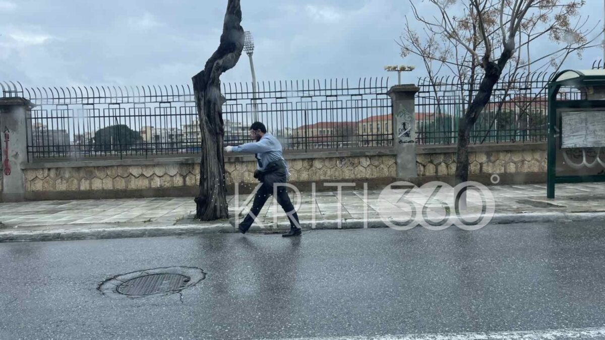 25η Μαρτίου στα Χανιά: Παρέλασε μόνος του μετά την ακύρωση των εορτασμών λόγω της κακοκαιρίας – Δείτε βίντεο