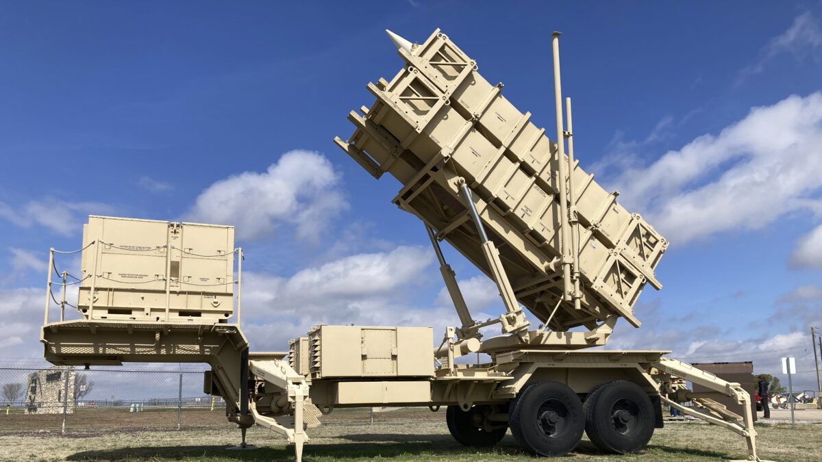 FILE - A Patriot missile mobile launcher is displayed outside the Fort Sill Army Post near Lawton, Okla., on March 21, 2023. (AP Photo/Sean Murphy, File)