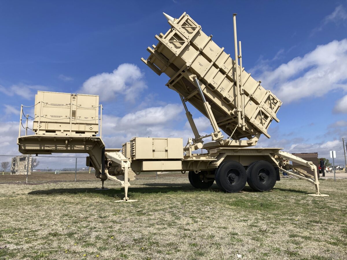 FILE - A Patriot missile mobile launcher is displayed outside the Fort Sill Army Post near Lawton, Okla., on March 21, 2023. (AP Photo/Sean Murphy, File)