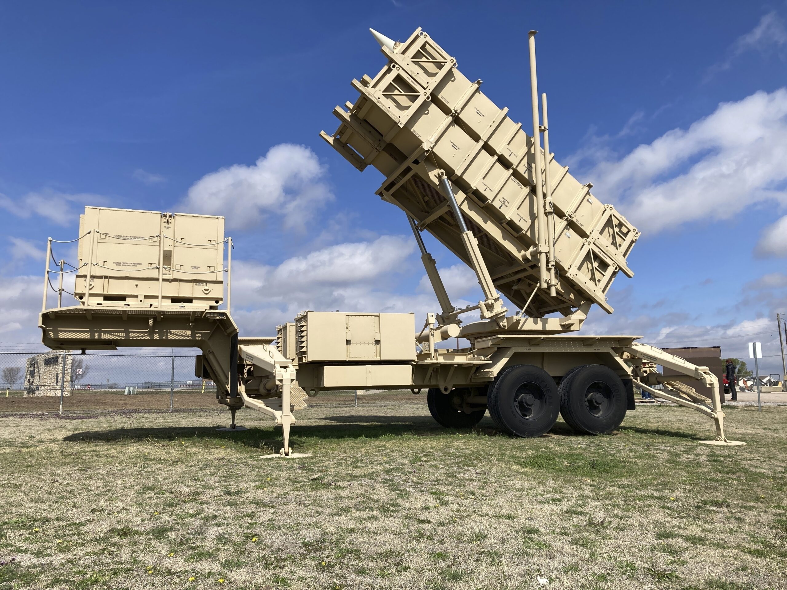FILE - A Patriot missile mobile launcher is displayed outside the Fort Sill Army Post near Lawton, Okla., on March 21, 2023. (AP Photo/Sean Murphy, File)