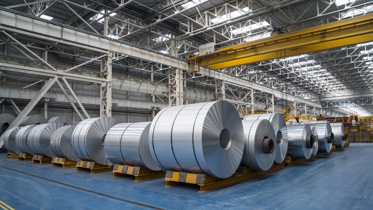 Large Aluminium Steel Rolls in the factory. Image taken in daylight with a Sony A7Rii (42 megapixels) and developed from raw