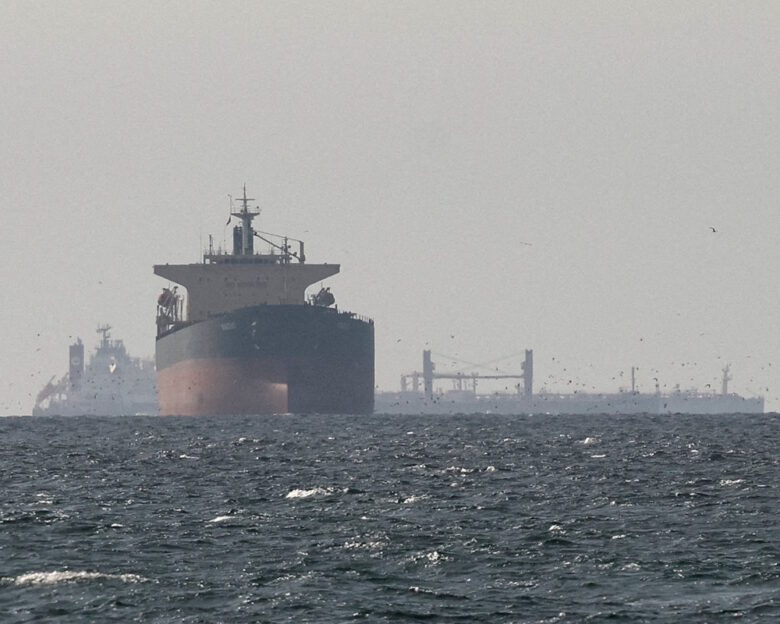 Tankers sail in the Gulf, near the Strait of Hormuz, as seen from northern Ras al-Khaimah, near the border with Oman’s Musandam governance, amid the U.S.-Israeli conflict with Iran, in United Arab Emirates, March 11, 2026