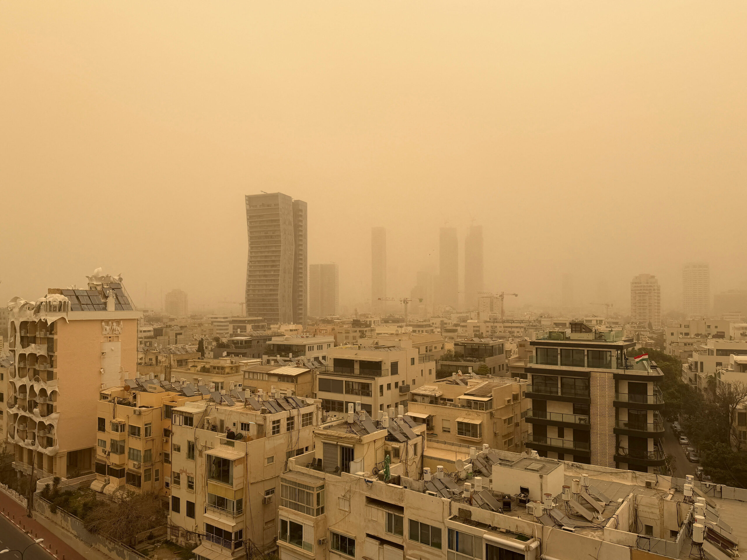 Cityscape of Tel Aviv during a sandstorm Cityscape of Tel Aviv during a sandstorm, Israel, March 14, 2026. Picture taken with a mobile phone. REUTERS/Tyrone Siu