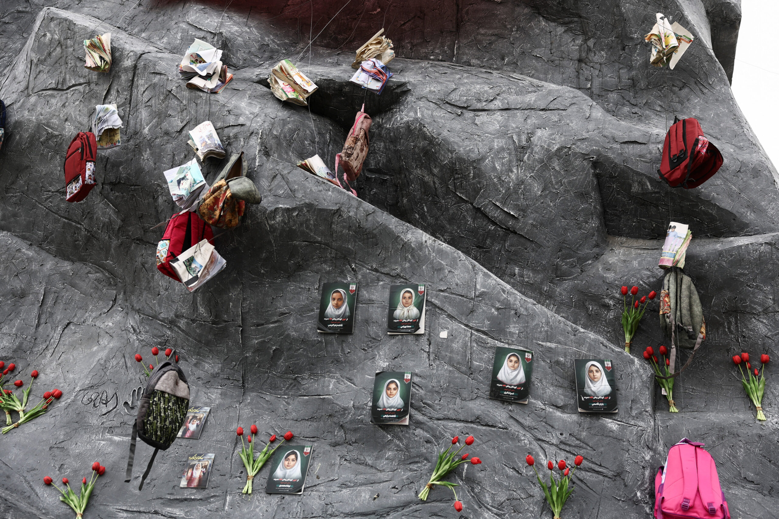 Pictures of child victims killed in strikes in Tehran Pictures of child victims killed in strikes, are displayed in a square, amid the U.S.-Israeli conflict with Iran, in Tehran, Iran, March 28, 2026. Majid Asgaripour/WANA (West Asia News Agency) via REUTERS ATTENTION EDITORS - THIS PICTURE WAS PROVIDED BY A THIRD PARTY