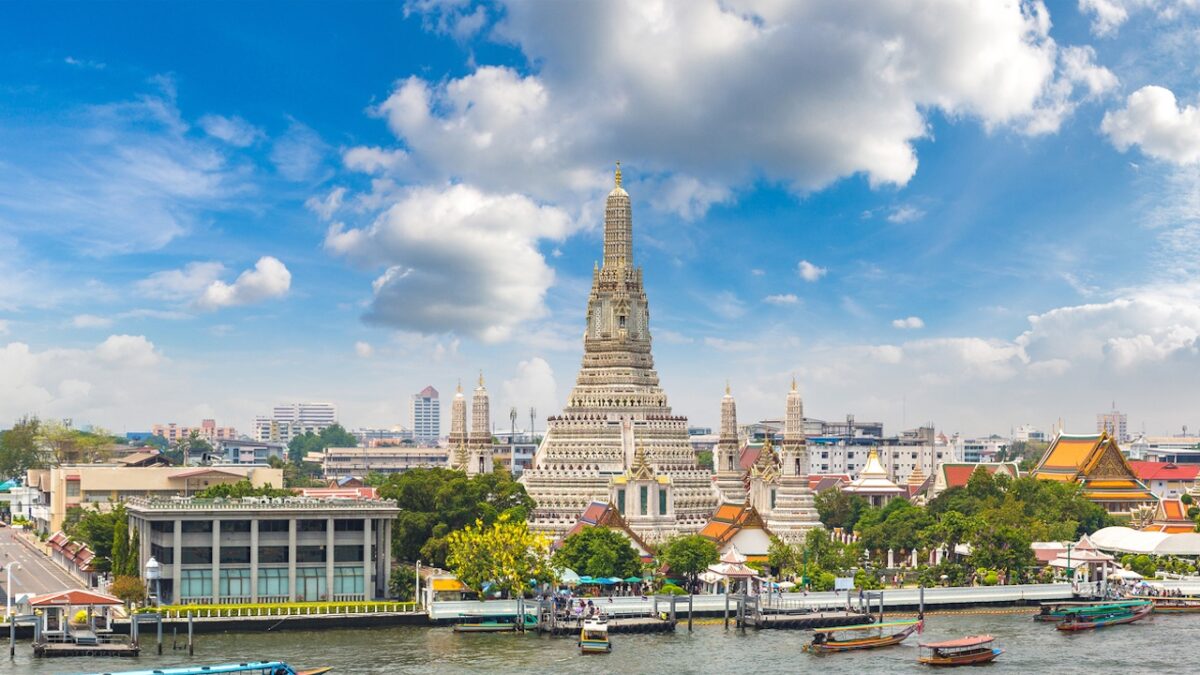 Wat Arun Temple in Bangkok, Thailand in a summer day