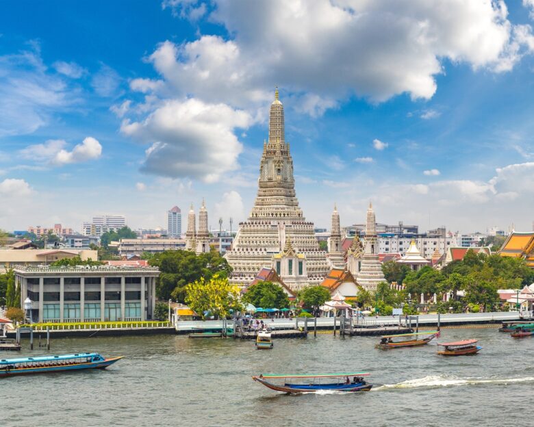 Wat Arun Temple in Bangkok, Thailand in a summer day