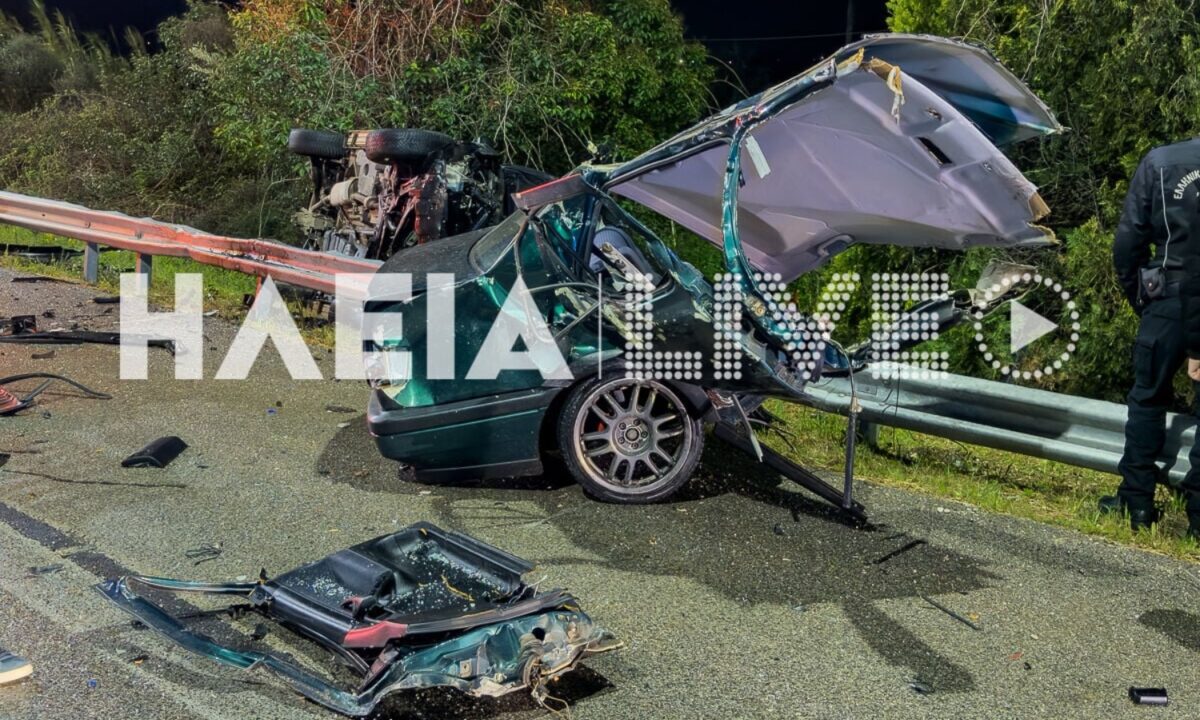 Πύργος: Μάχη για τη ζωή του δίνει 30χρονος μετά από τροχαίο – Κόπηκε στα δύο το αυτοκίνητό του