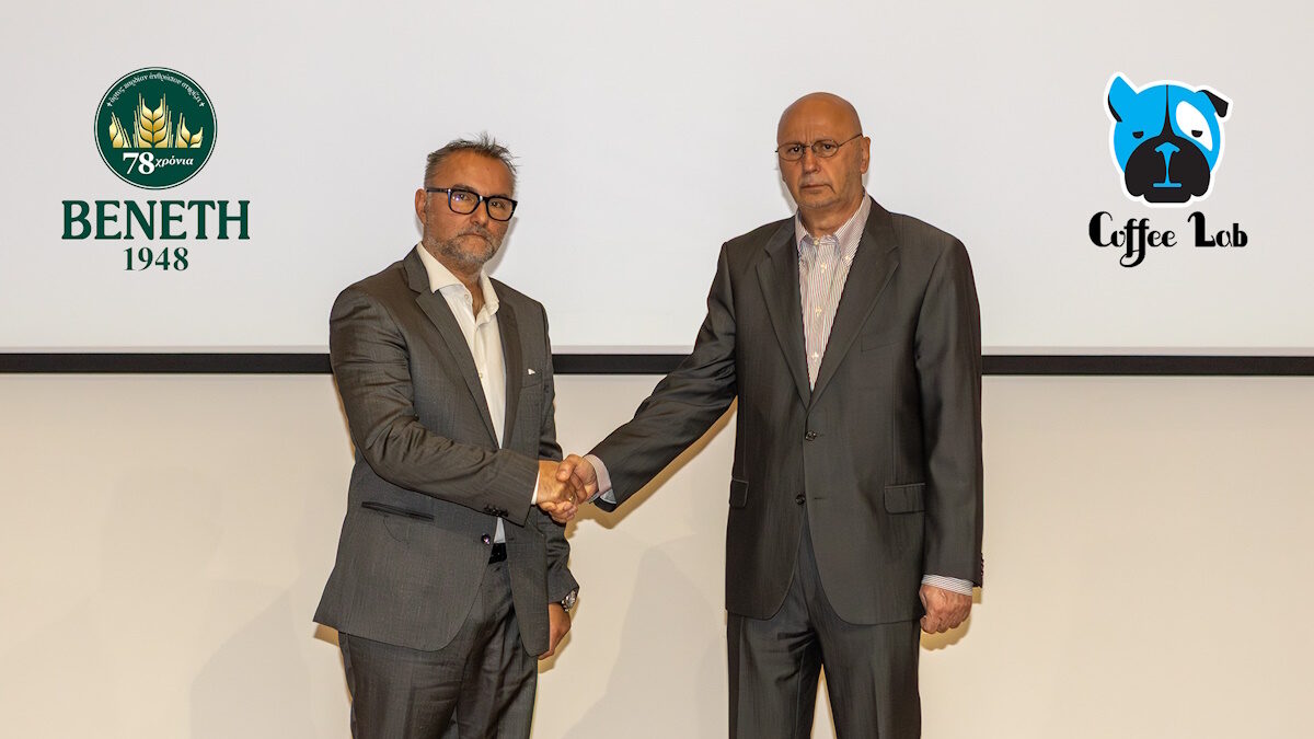 Ο CEO της Coffee Lab Στέλιος Ρουμελιώτης και ο Πρόεδρος και Διευθύνων Σύμβουλος εταιρείας ΒΕΝΕΤΗ Παναγιώτης Μονεμβασιώτης