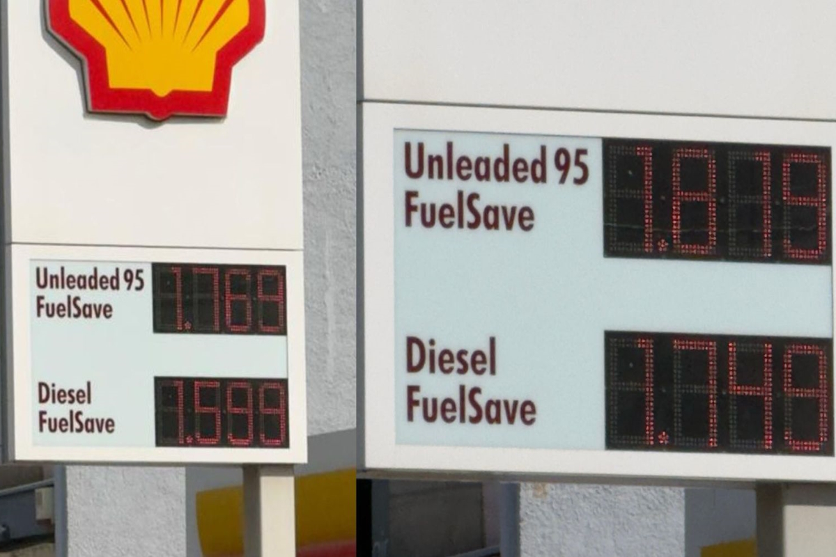 Τιμή των καυσίμων σε πρατήριο στην Αθήνα - Αριστερά η τιμή στις 3