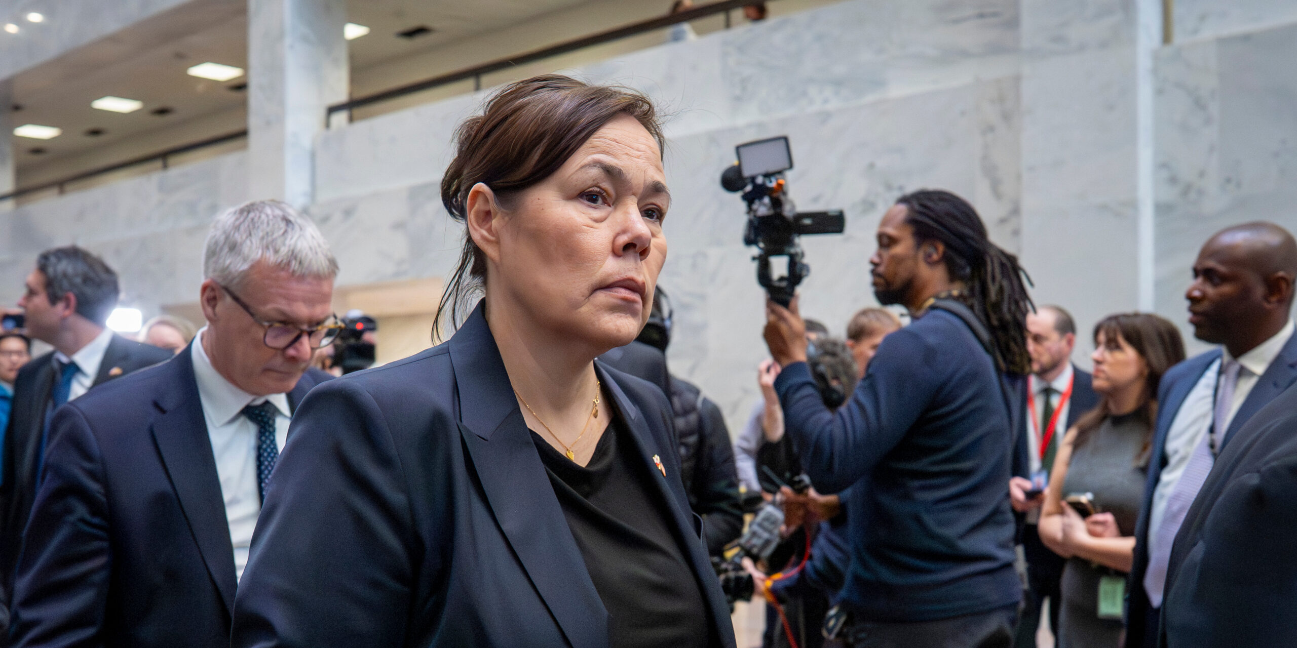 Greenland Foreign Minister Vivian Motzfeldt arrives for a meeting on Capitol Hill as officials from Denmark and Greenland meet with lawmakers from the Arctic Caucus, at the Capitol in Washington, Wednesday, Jan. 14, 2026. (AP Photo/J. Scott Applewhite)