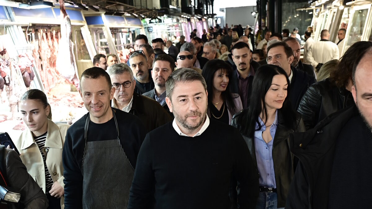 Ο Νίκος Ανδρουλάκης στην Βαρβάκειο Αγορά