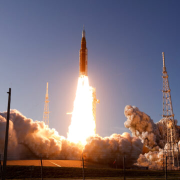 NASA's Artemis II mission to fly by the moon, comprising of the Space Launch System (SLS) rocket with the Orion crew capsule, lifts off from the Kennedy Space Center in Cape Canaveral, Florida, U.S., April 1, 2026. REUTERS/Joe Skipper
