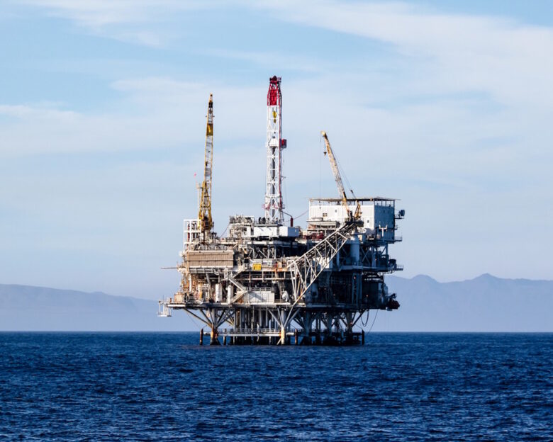 Oil rigs in front of the Ventura coast.