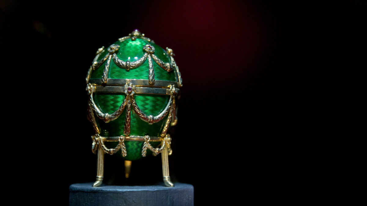 The Gorbachev Peace Egg made by Faberge is on display in the exhibition "Eier aus aller Welt" (Eggs from all around the World) at the Stadtmuseum in Schwabach, Germany, 16 April 2014. Around 10,000 pieces are on display at the Stadtmuseum Schwabach from 18 until 21 April.