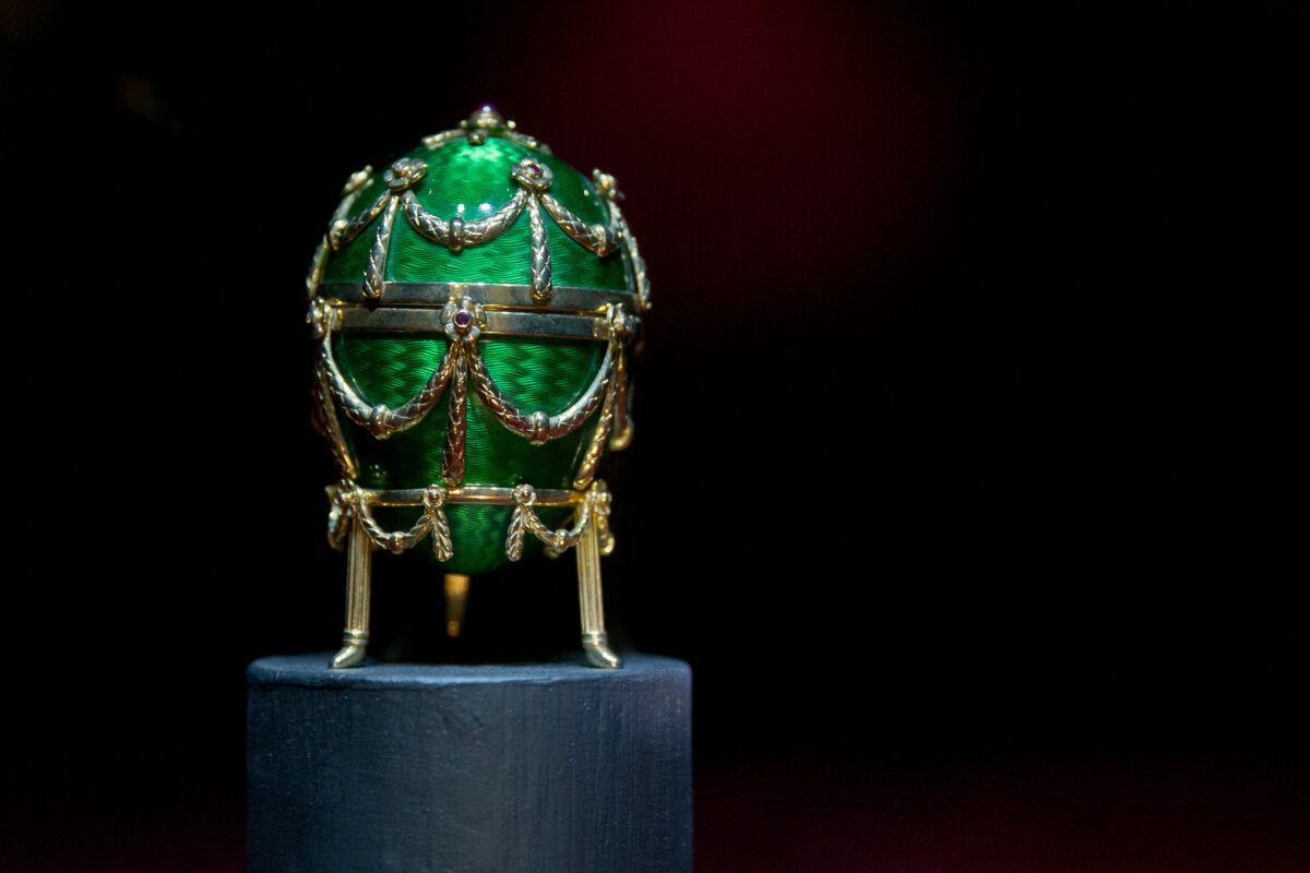 The Gorbachev Peace Egg made by Faberge is on display in the exhibition "Eier aus aller Welt" (Eggs from all around the World) at the Stadtmuseum in Schwabach, Germany, 16 April 2014. Around 10,000 pieces are on display at the Stadtmuseum Schwabach from 18 until 21 April.