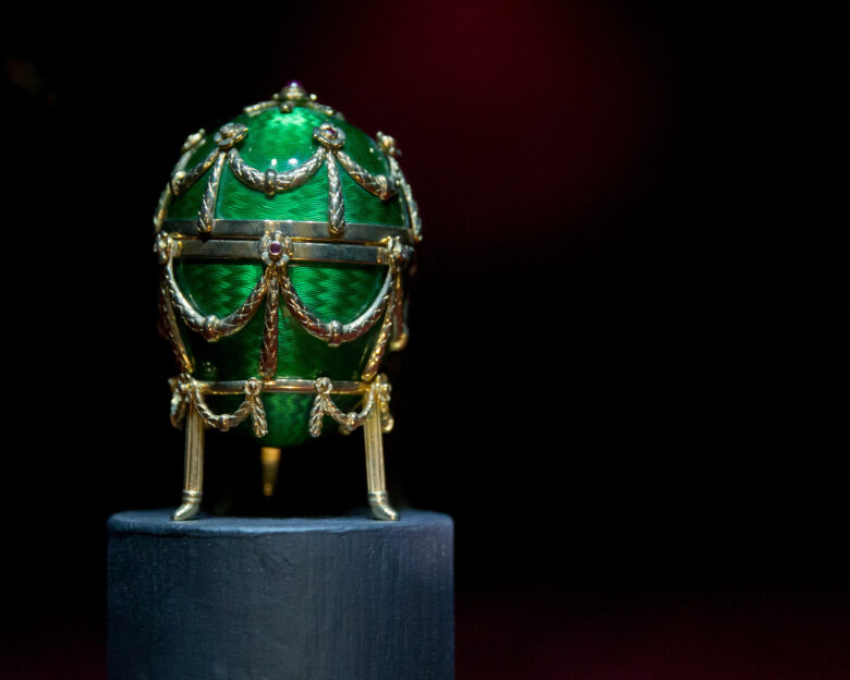 The Gorbachev Peace Egg made by Faberge is on display in the exhibition "Eier aus aller Welt" (Eggs from all around the World) at the Stadtmuseum in Schwabach, Germany, 16 April 2014. Around 10,000 pieces are on display at the Stadtmuseum Schwabach from 18 until 21 April.