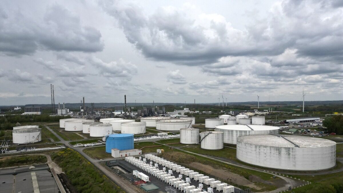 A drone view shows a TotalEnergies hydrocarbons depot in Feluy, Belgium April 13, 2026. REUTERS/Yves Herman