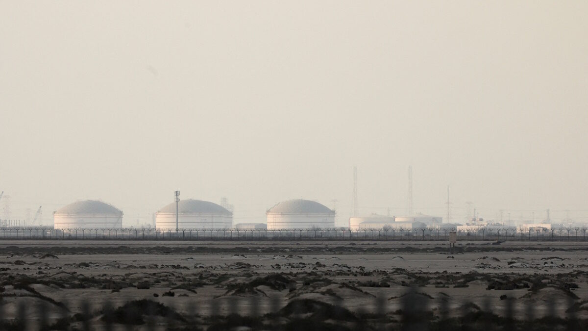 FILE PHOTO: QatarEnergy's liquefied natural gas (LNG) production facilities, amid the U.S.-Israeli conflict with Iran, in Ras Laffan Industrial City, Qatar March 2, 2026. REUTERS/Stringer/File Photo