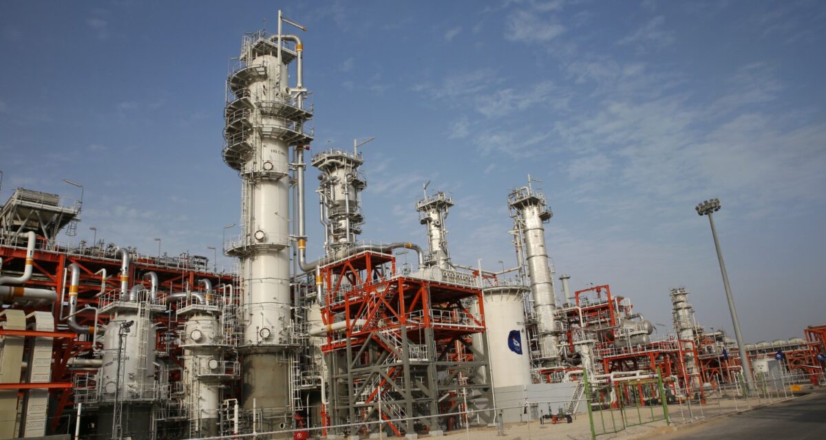 FILE--This March 16, 2019 file photo, shows a natural gas refinery at the South Pars gas field on the northern coast of the Persian Gulf, in Asaluyeh, Iran. China's state oil company has pulled out of a $5 billion deal to develop a portion of Iran's massive offshore natural gas field, the Islamic Republic's oil minister said Sunday, Oct. 6, 2019, an agreement from which France's Total SA earlier withdrew over U.S. sanctions. (AP Photo/Vahid Salemi, File)