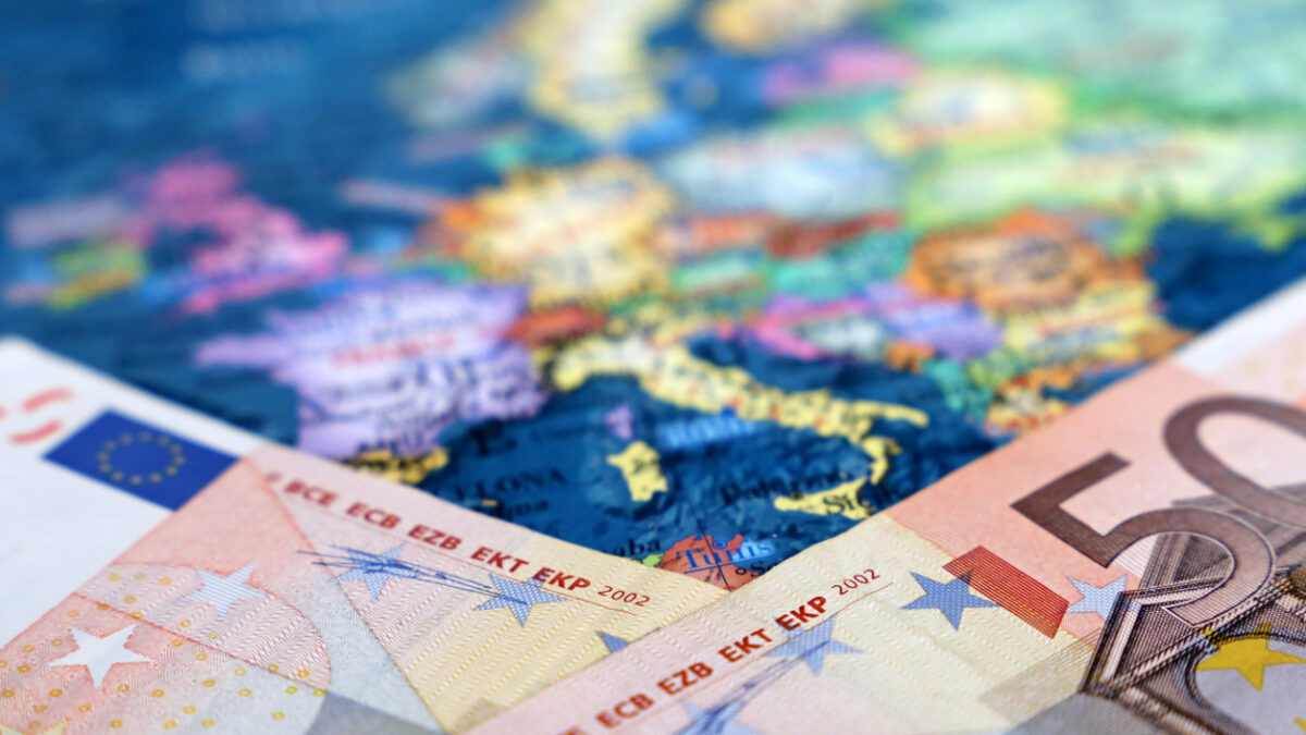 Concept of Eurozone, European economy, stock market in EU