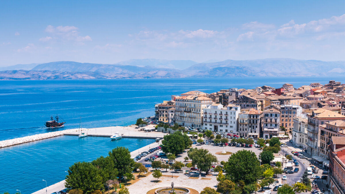 Corfu, Greece. Panoramic view of Venetian quarter, Corfu Town, Kerkyra.
