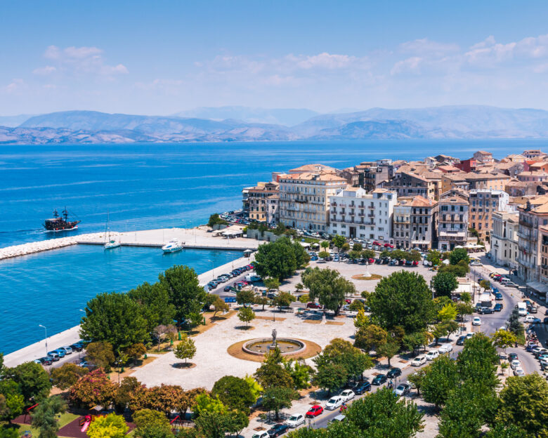 Corfu, Greece. Panoramic view of Venetian quarter, Corfu Town, Kerkyra.
