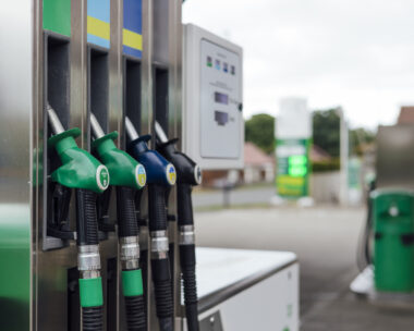 Pumps at a petrol station in the North East of England. Image taken during a cost of living crisis.