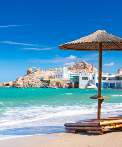 Beach and fishing village of Firapotamos on Milos island, Greece. High quality photo