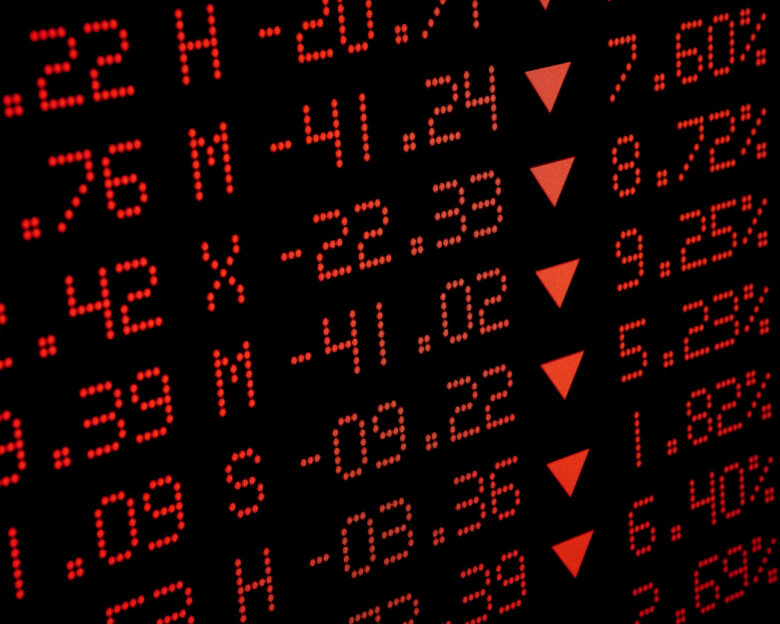 Stock Market statistics. Selective Focus.